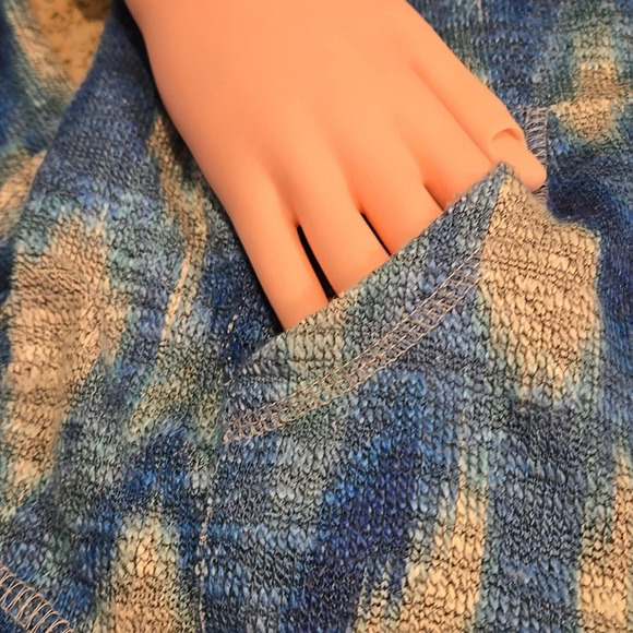 Ruby Rd top Blue & White Long Sleeve w/ Fold up strap Women size Petite Small - Picture 10 of 12